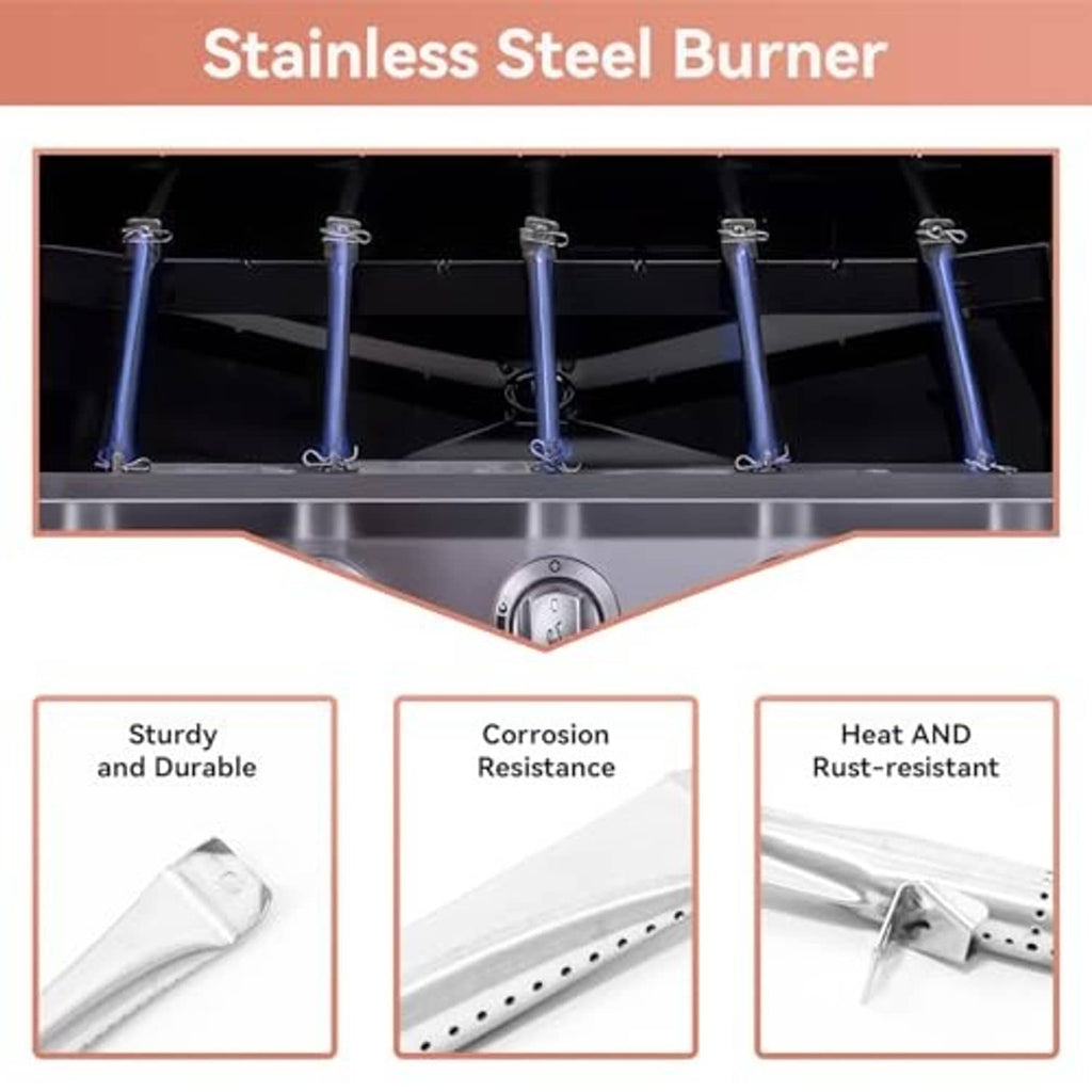 Stainless steel burner tubes with multiple ports for a gas grill