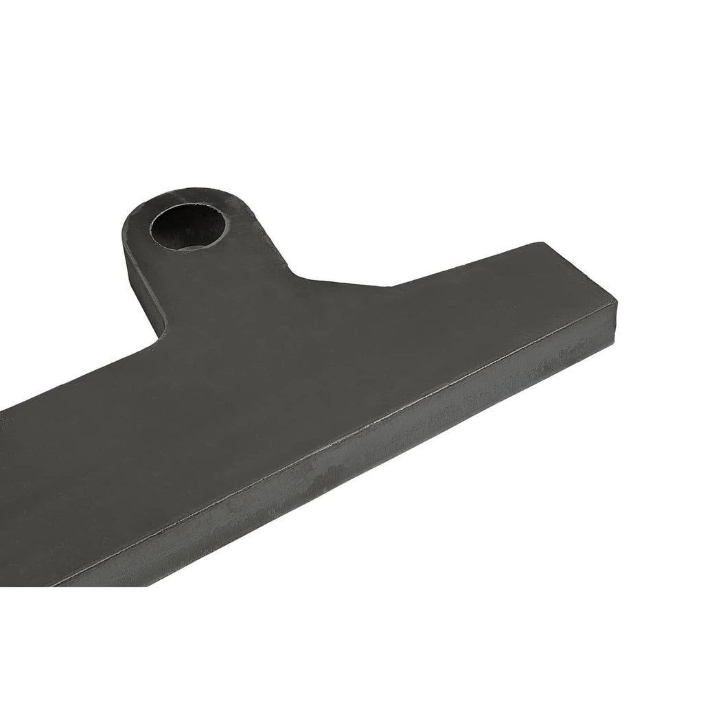 Black loader bracket end with forked support and smooth top bar