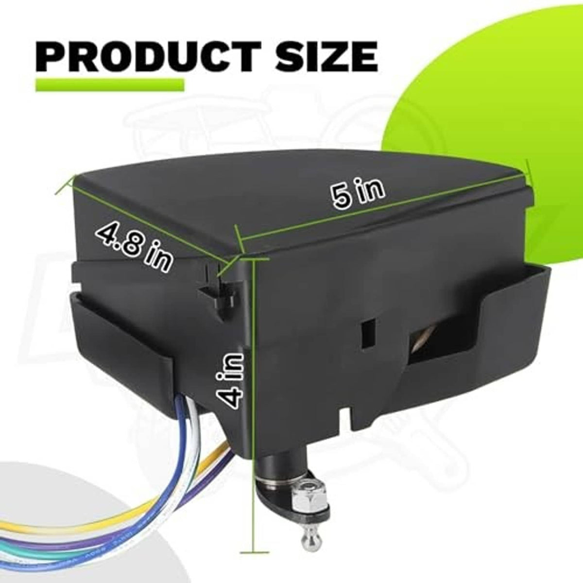 Golf cart wiper switch assembly with black housing and size measurements on diagram