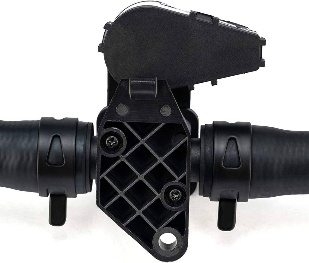Heater inlet hose control valve with black vented actuator cover and hose clamp points