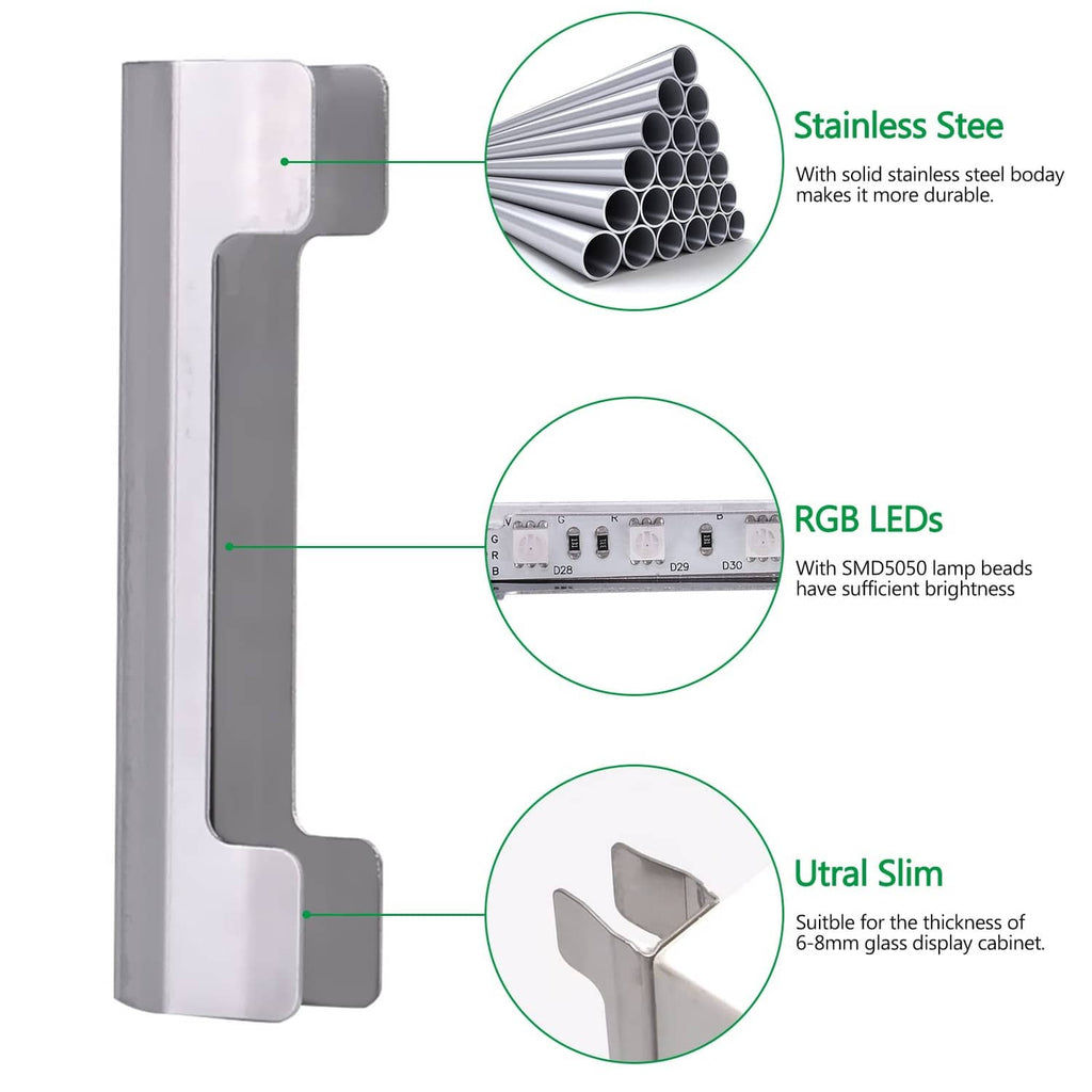 Slim stainless steel LED light bar with RGB LED beads and mounting bracket