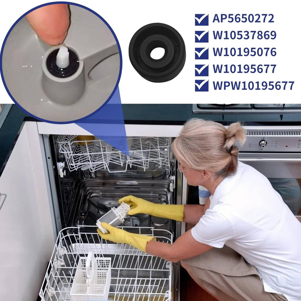 Black diverter valve seal grommet with center hole, shown with installation inset