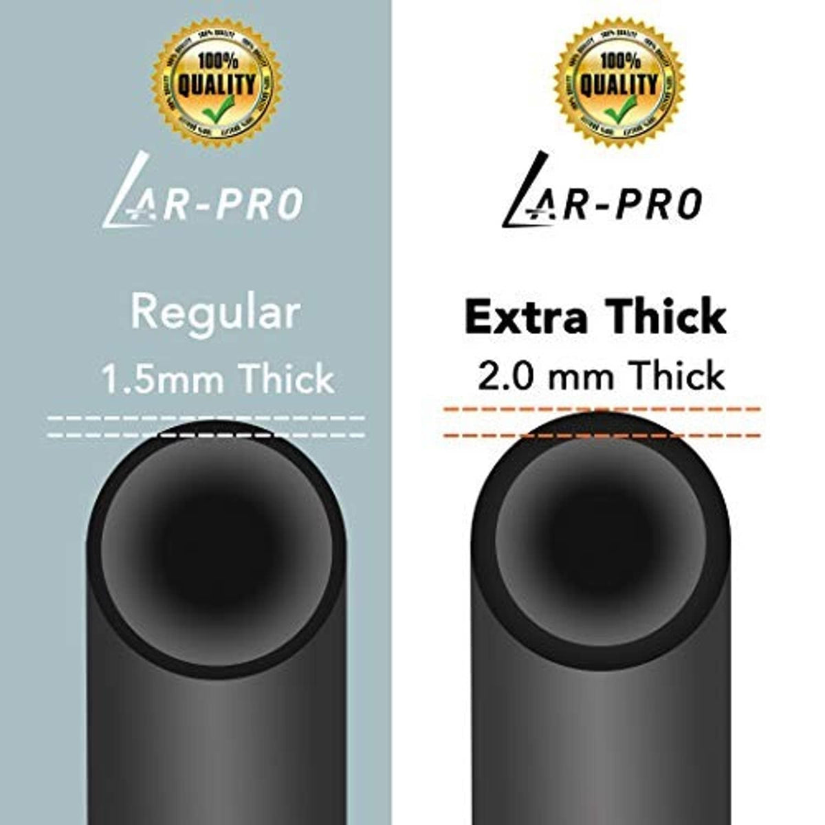 Inner tube thickness chart: Regular 1.5mm vs Extra Thick 2.0mm (AR-PRO)