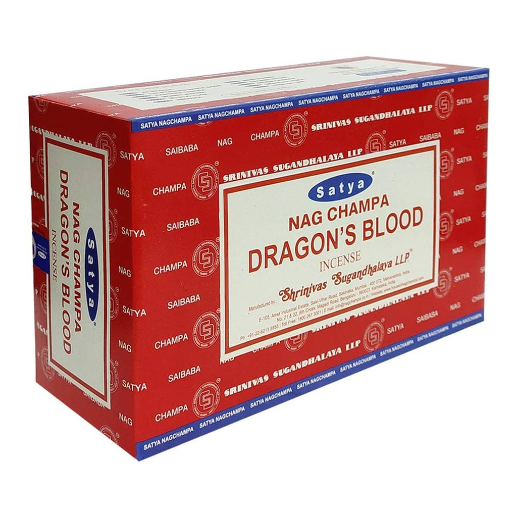 Nag Champa Dragon’s Blood incense box, side view