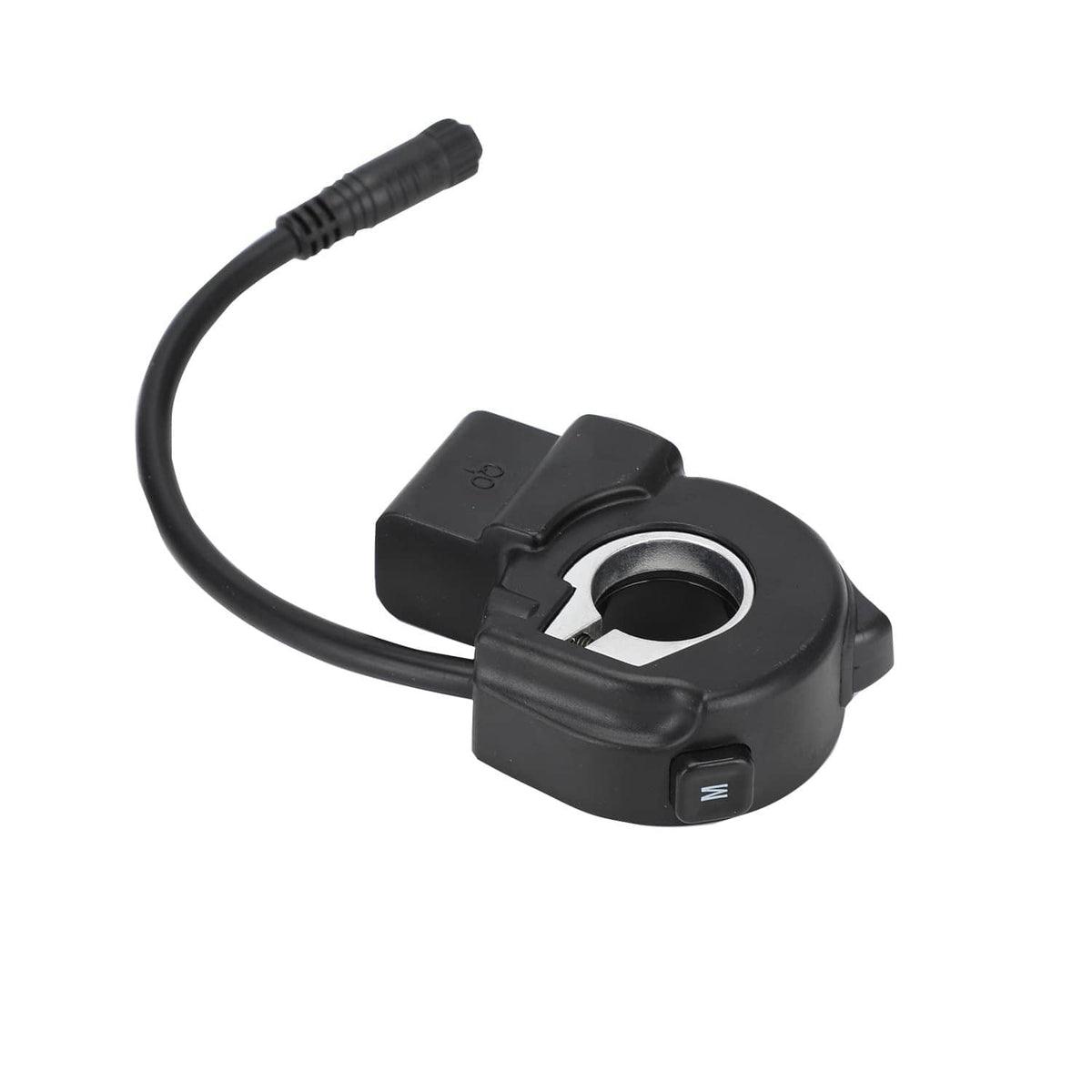 Black switch housing with headlight socket opening and attached wire lead