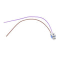 Sensor wiring connector pigtail with purple and brown wires, blue connector housing
