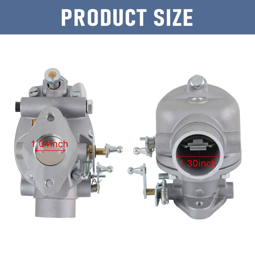 Gray carburetor with round inlet and visible throttle bore, shown from two angles