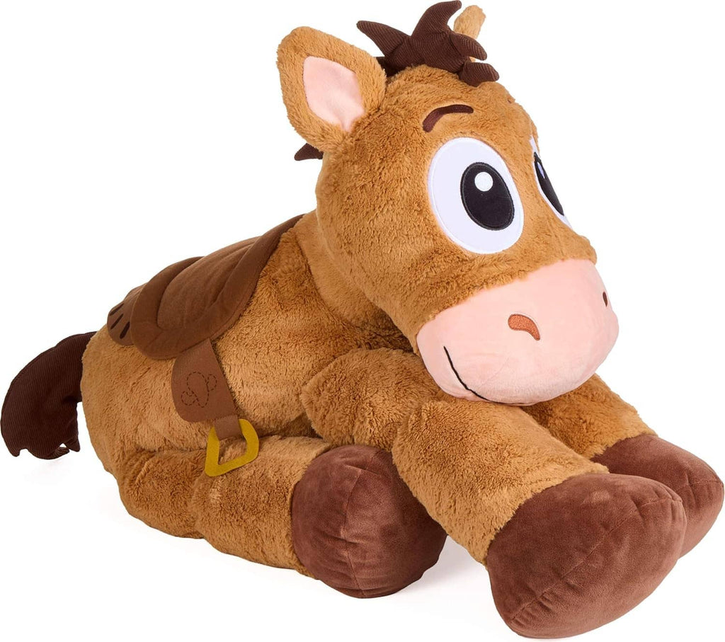 Toy Story brown plush rabbit lying down in side profile, with blue Toy Story 5 tag