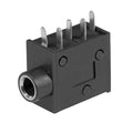 5-pin PCB-mount 3.5mm stereo headphone jack socket, black housing