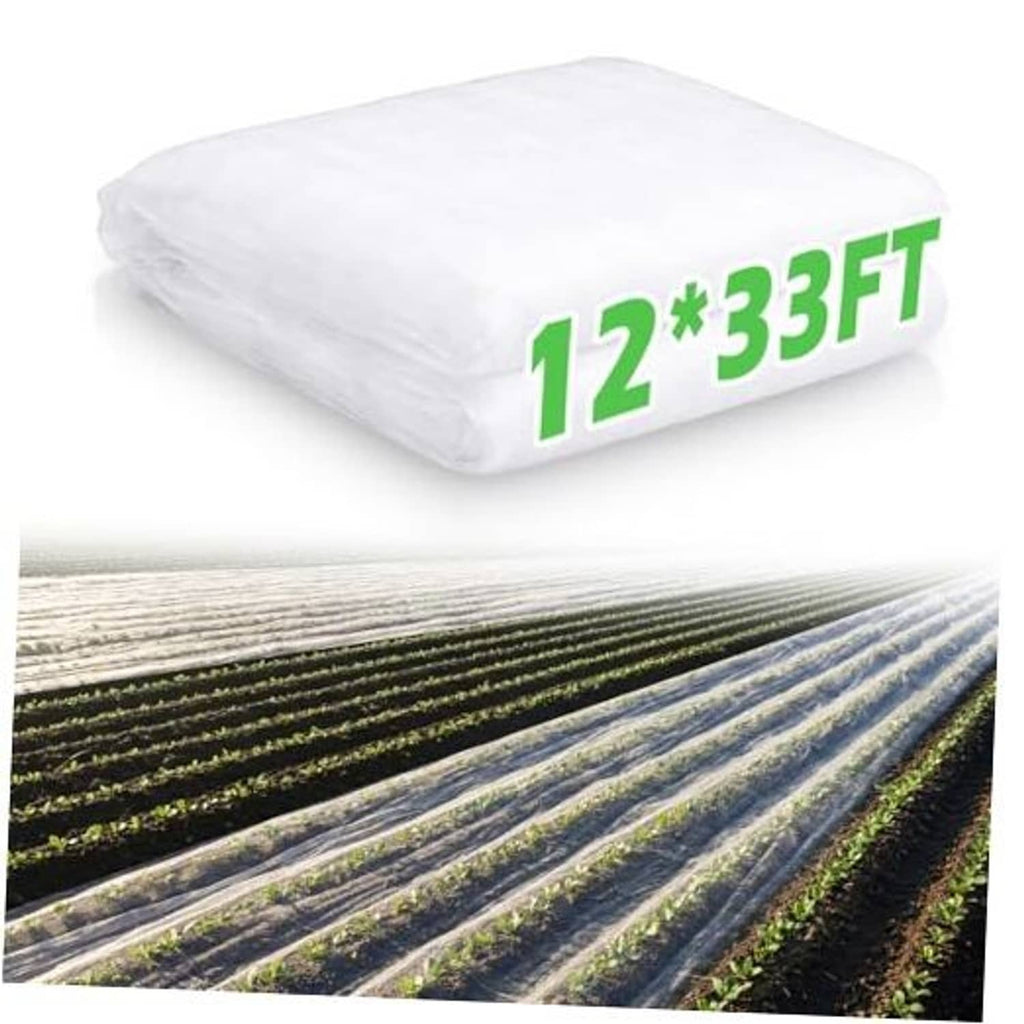 White garden insect mesh netting roll, 12 x 33 ft size