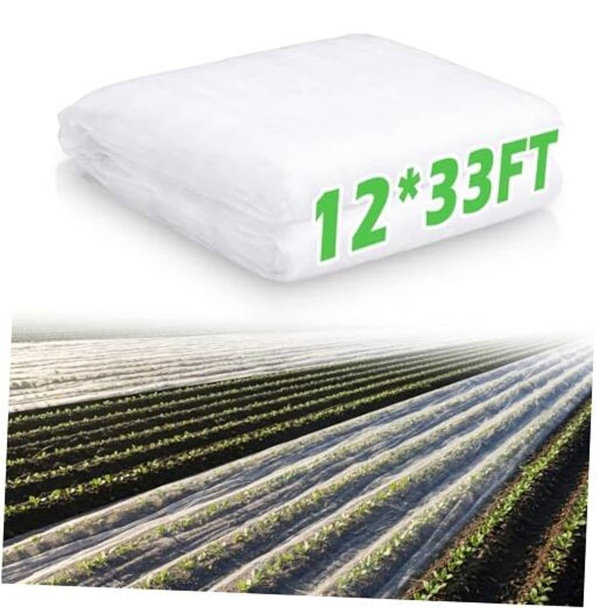 White garden insect mesh netting roll, 12 x 33 ft size