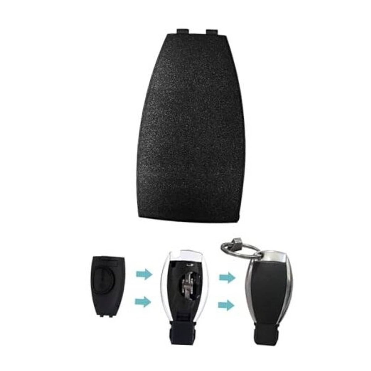 Black key fob rear cover replacement shell, matte plastic with top notch.