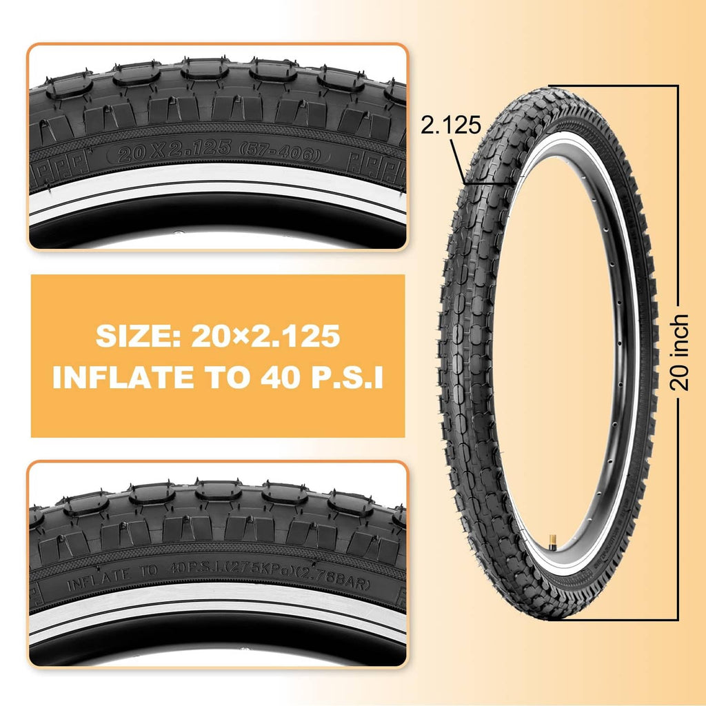 Black 20x2.125 kids bike tire with knobby tread
