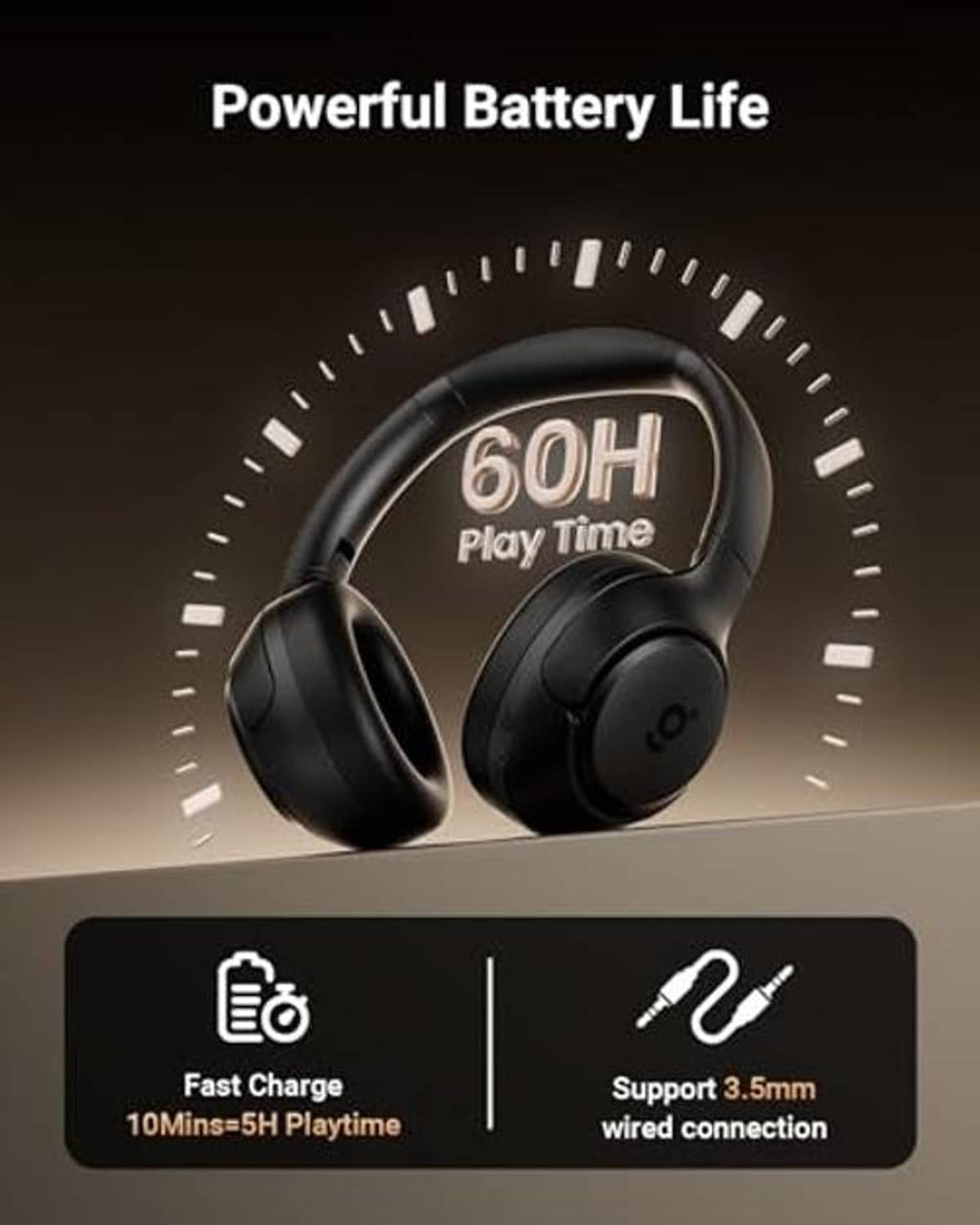 Black over-ear wireless headphones with padded headband and earcup controls