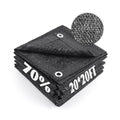 Black mesh sun shade tarp bundle with metal grommets and 70% shade marking