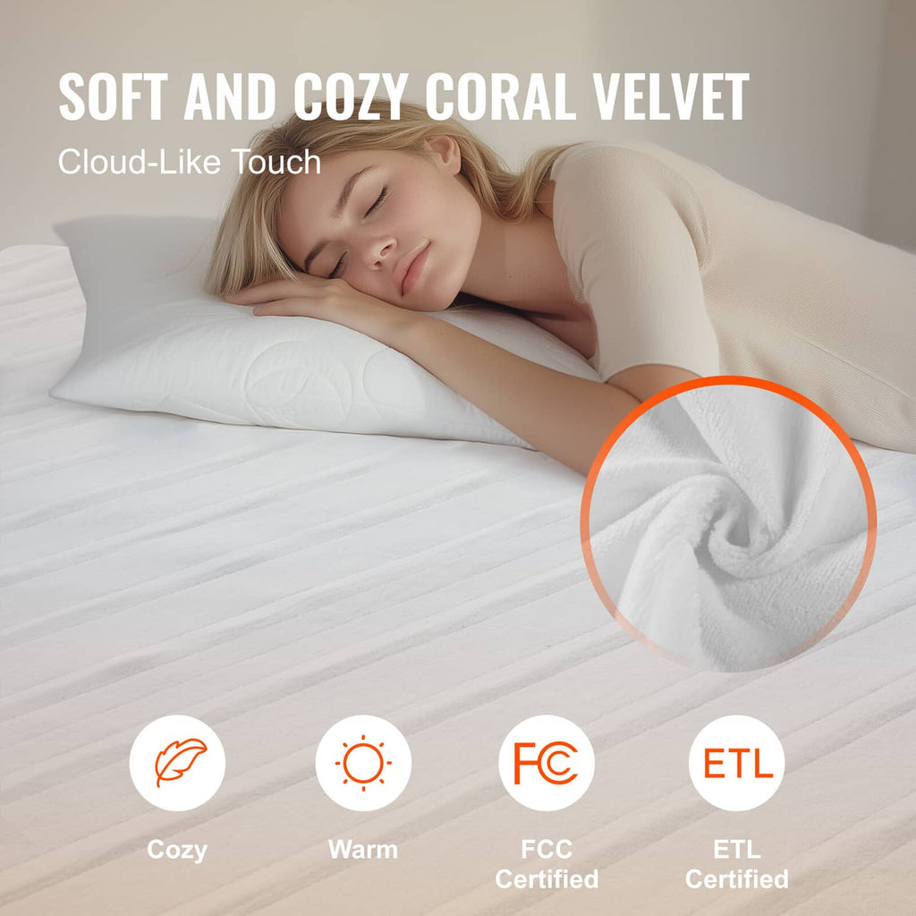 Heated mattress pad fleece fabric texture close-up