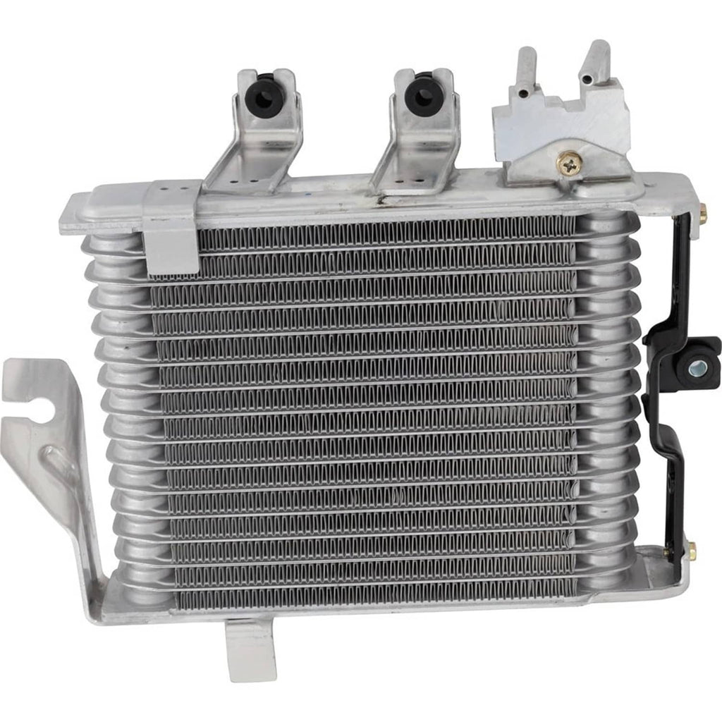 Automatic transmission oil cooler with stacked fins and side mounting tabs