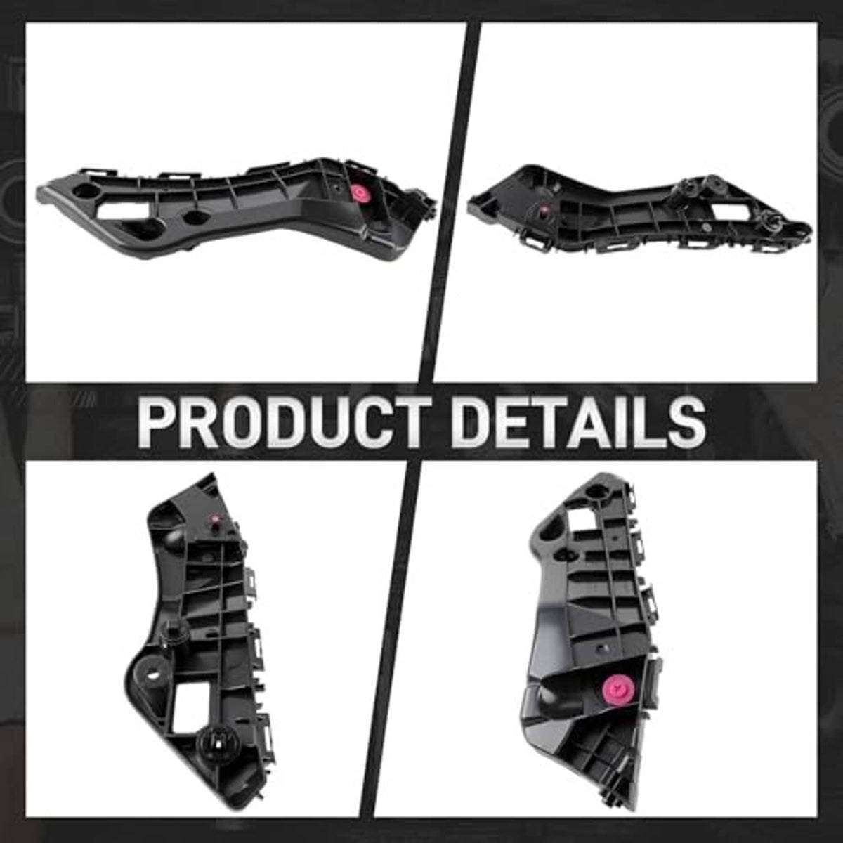 Black front bumper bracket with mounting points and side cutout