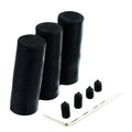 Black rubber shift knob adapter sleeves (8mm, 10mm, 12mm) with mounting screws