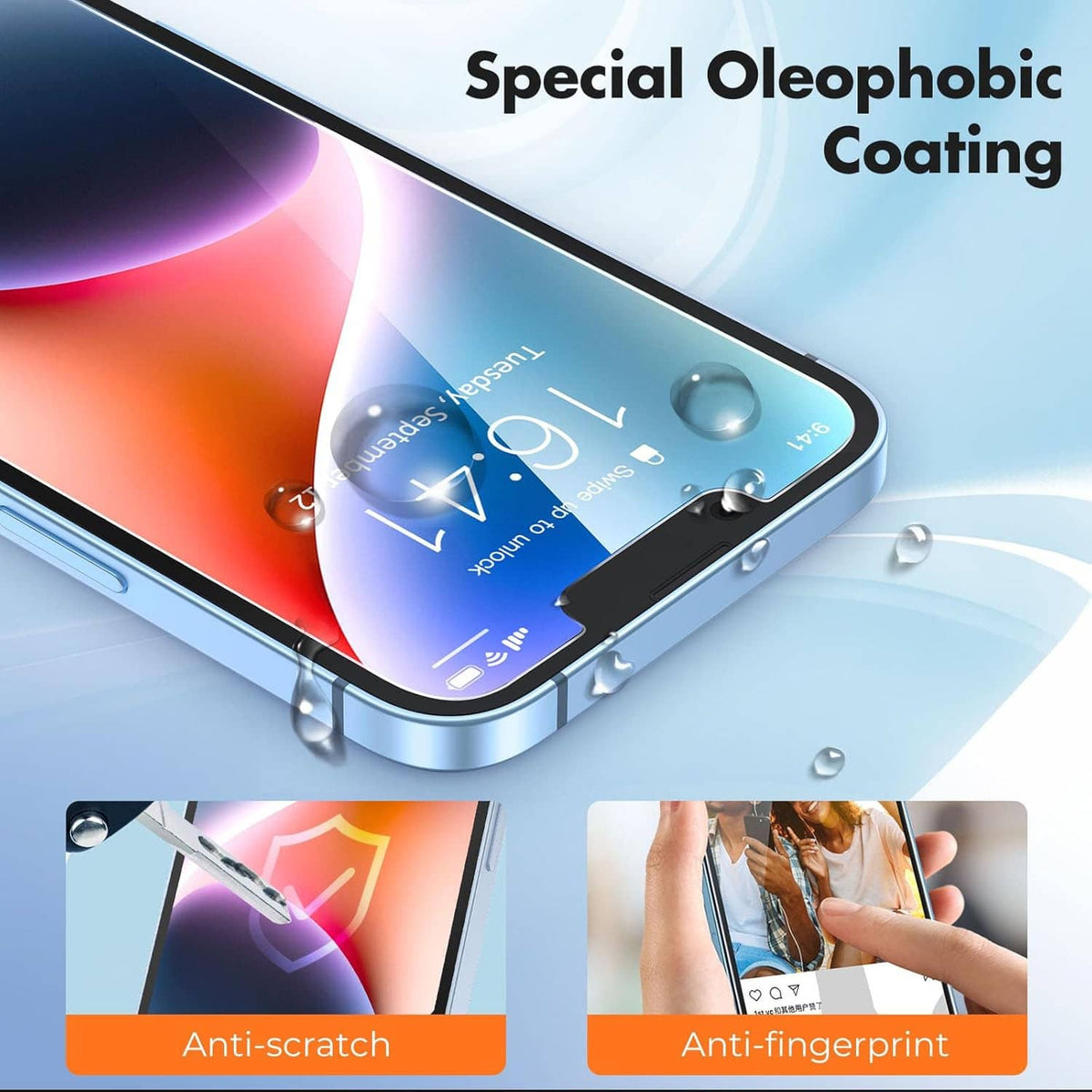 Clear tempered glass screen protectors with special oleophobic coating