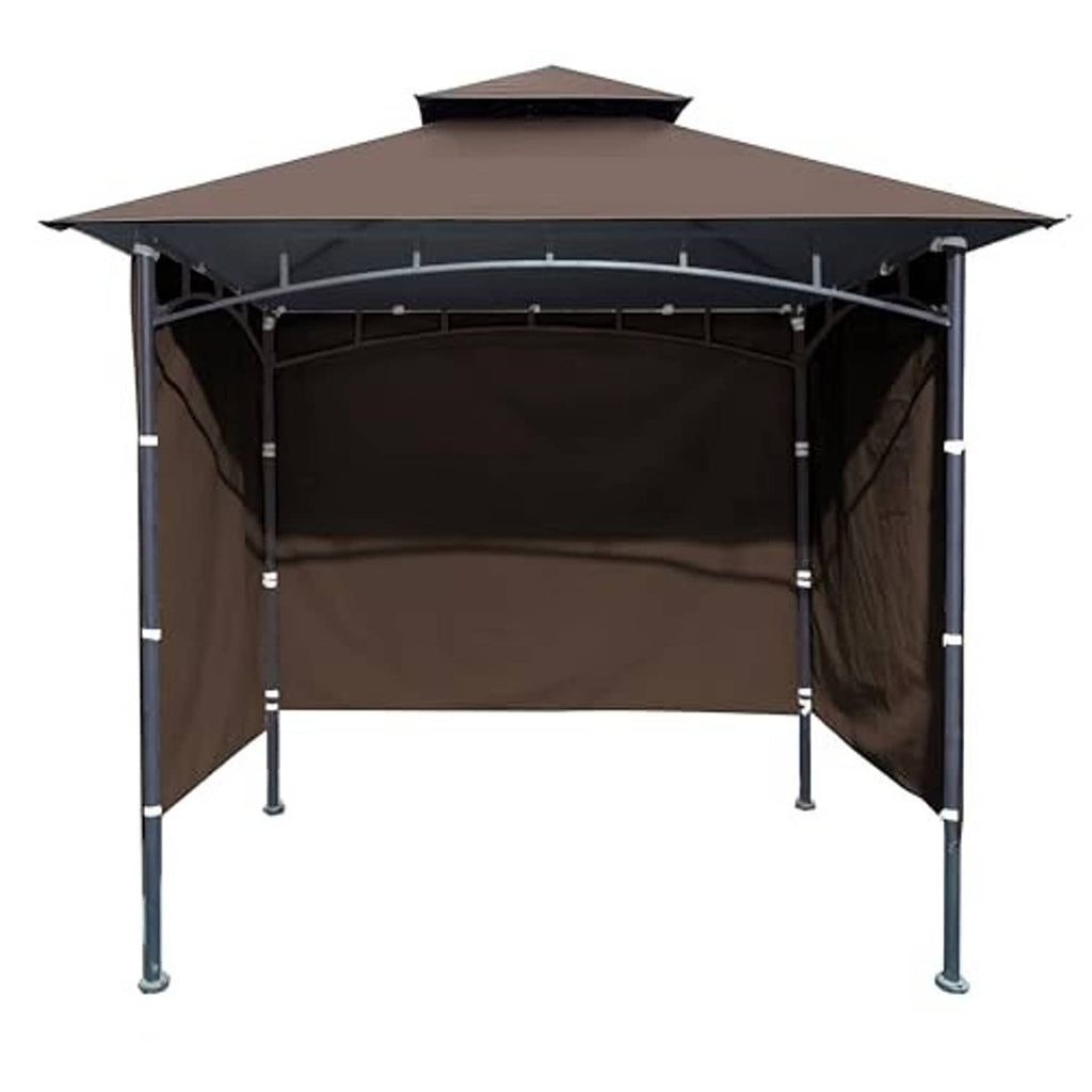 Brown 8x5 grill gazebo sidewall panels with attached canopy roof and legs