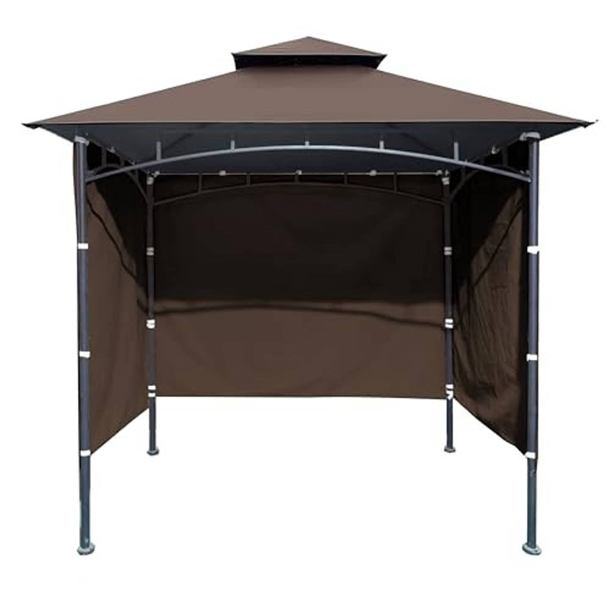 Brown 8x5 grill gazebo sidewall panels with attached canopy roof and legs