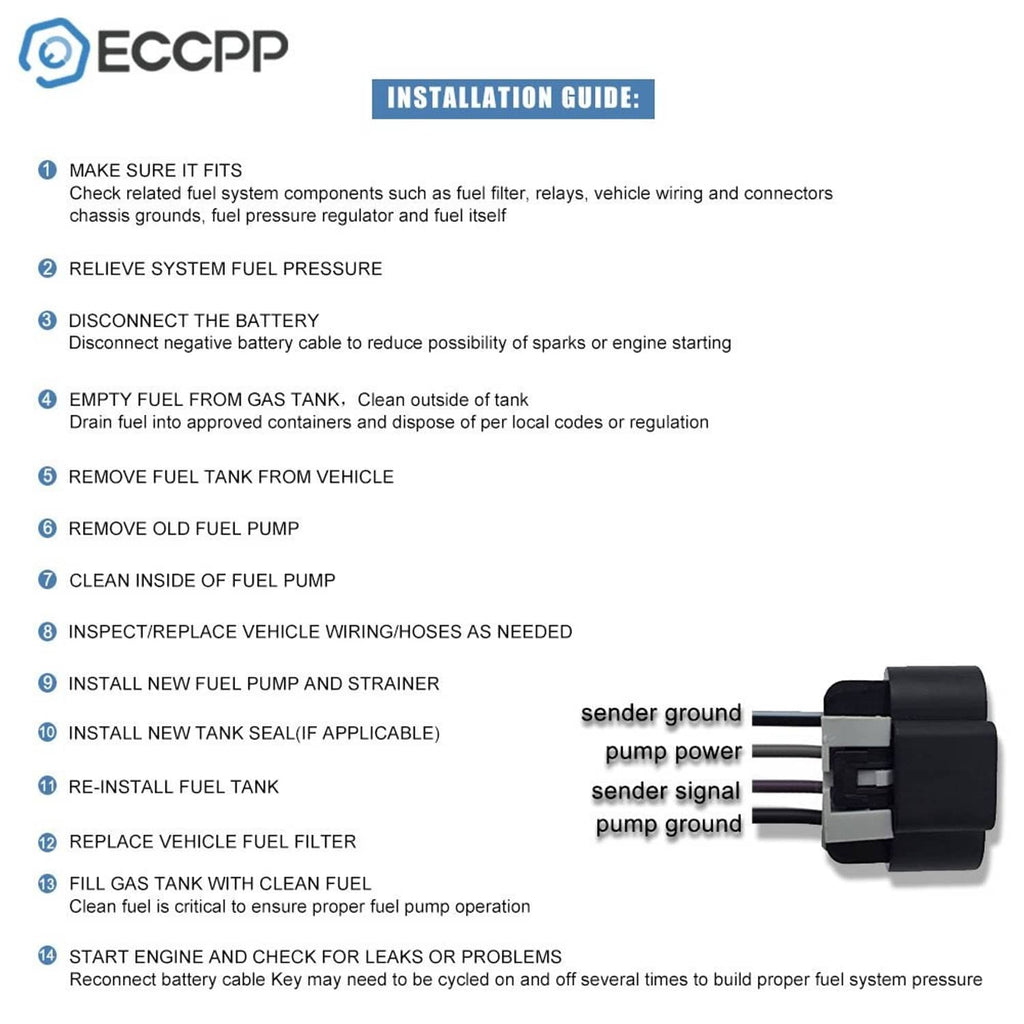 ECCPP installation guide card with step-by-step instructions and wiring notes