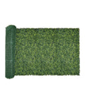 Green artificial grass privacy fence screen panel with attached mesh backing roll