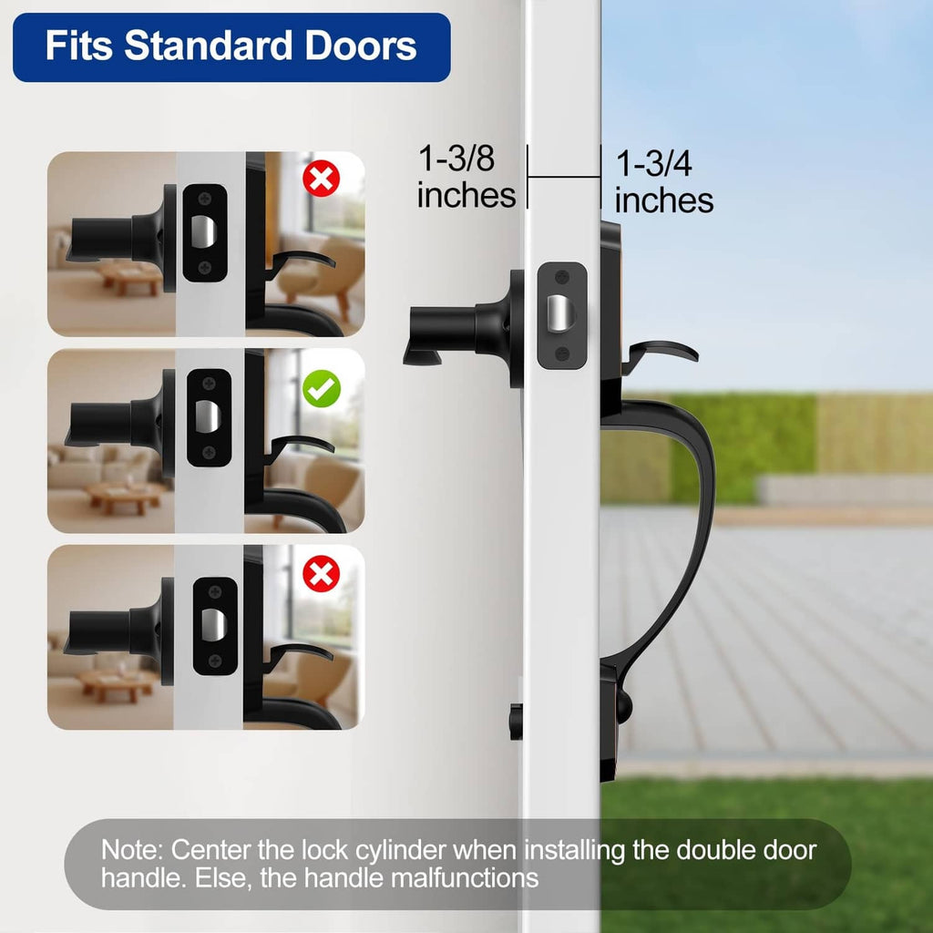 Oil-rubbed bronze front door handle without lock, installation fit on standard doors