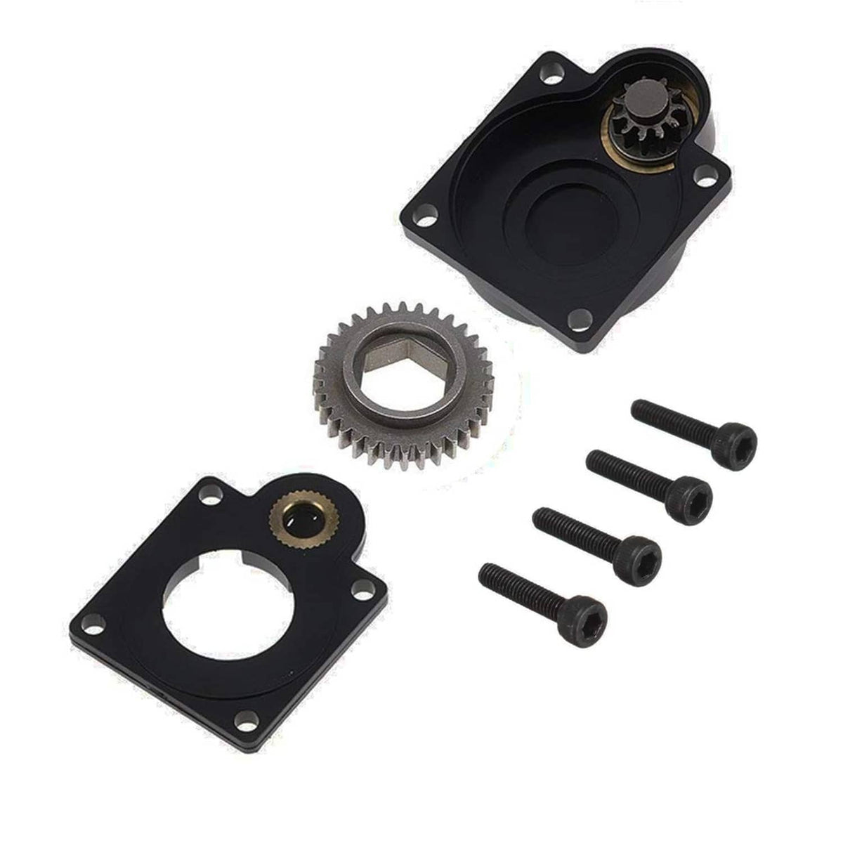 Black square back cover kit with gear wheel insert, input ring, and included screws