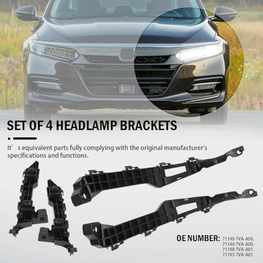 Set of 4 headlamp bracket mounts in dark plastic, with OE-style mounting tabs