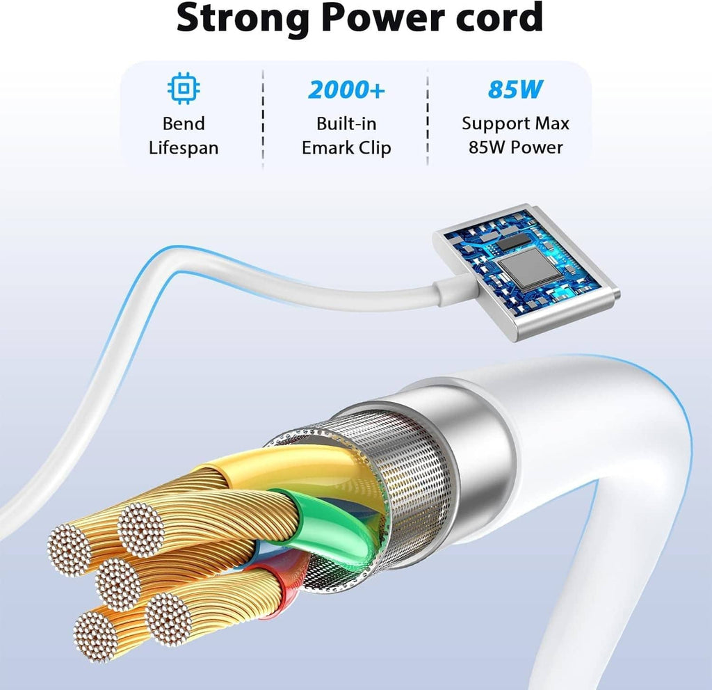 White power cable with 85W charger cord conductors and connector