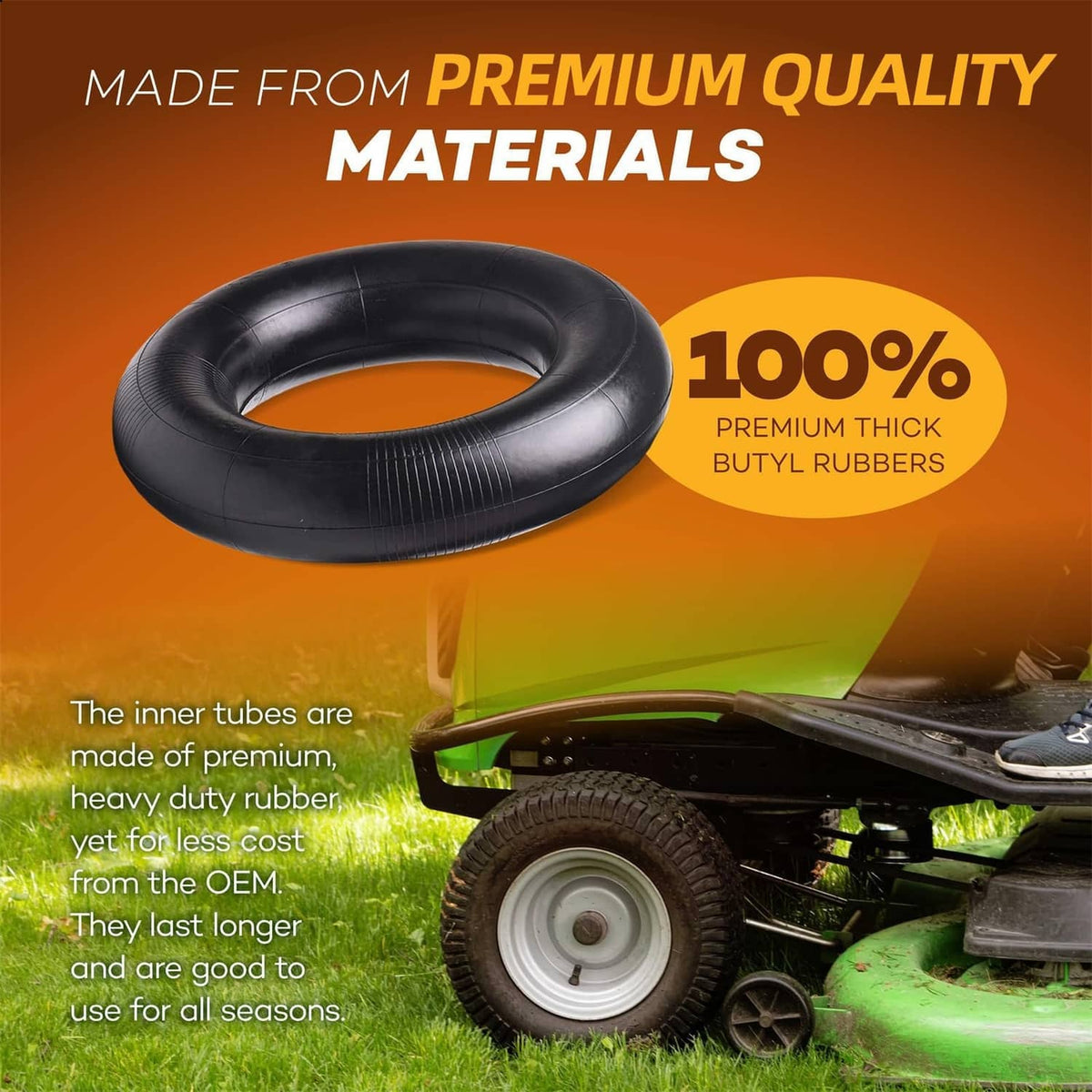 Black replacement inner tube pair, thick rubber rings with valve stems