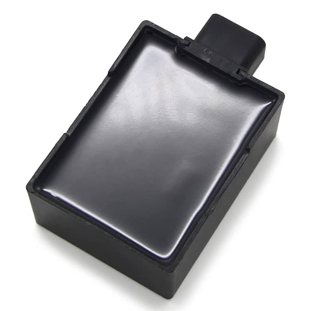 Black CDI ignition control module base with metal-colored internal shield
