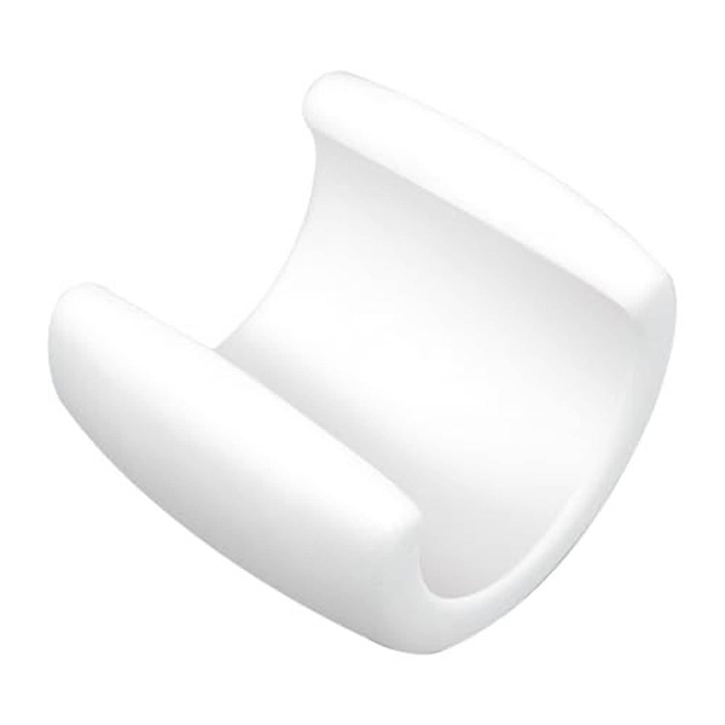 Single white U-shaped pool cleaner hose float cap with open channel