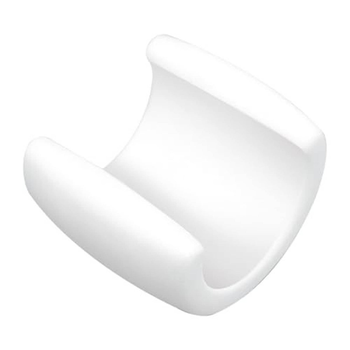 Single white U-shaped pool cleaner hose float cap with open channel