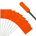 Orange marking flags on black stakes, 50-pack bundle