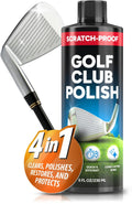 Golf club head polish bottle with wedge-shaped applicator, 8 fl oz rust cleaner.