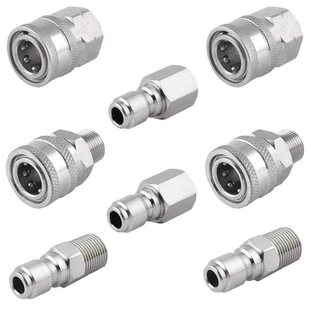 Silver 3/8 in pressure washer quick-connect metal fitting, connector ends