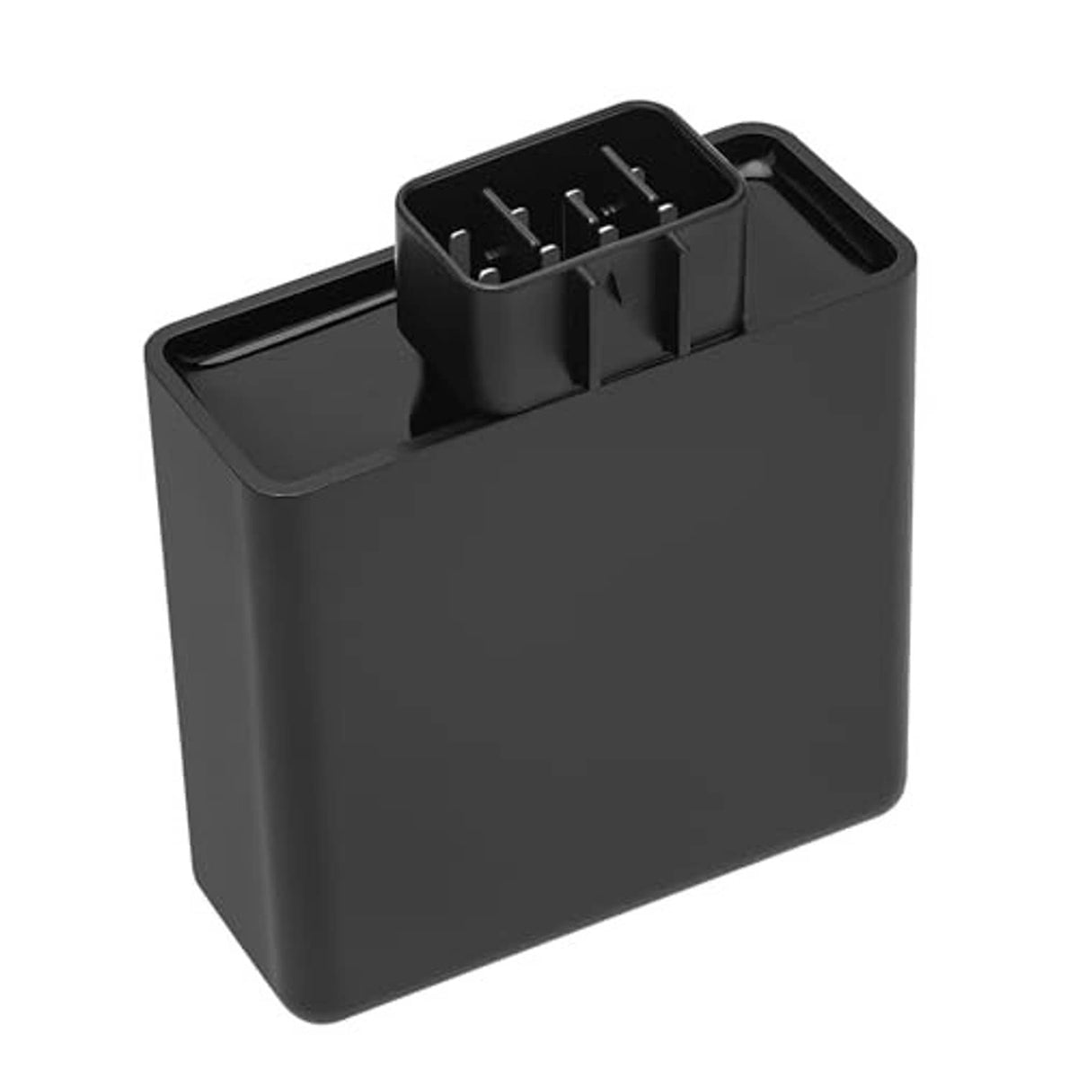 Black CDI ignition module close-up with multi-pin socket at the top