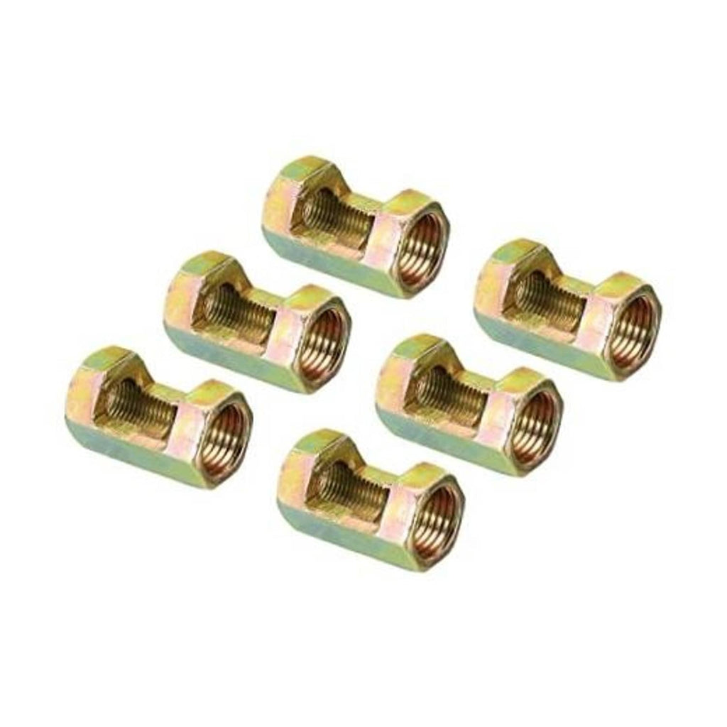 Hex coupling nuts set with external threads, zinc-coated carbon steel, yellow-gold finish