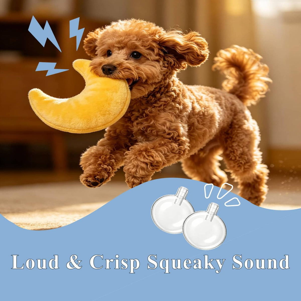 Transparent squeaker bulbs for dog toys, round domes with tube stems