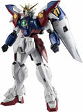 TAMASHII NATIONS Gundam action figure with white, blue, and red armor and green visor