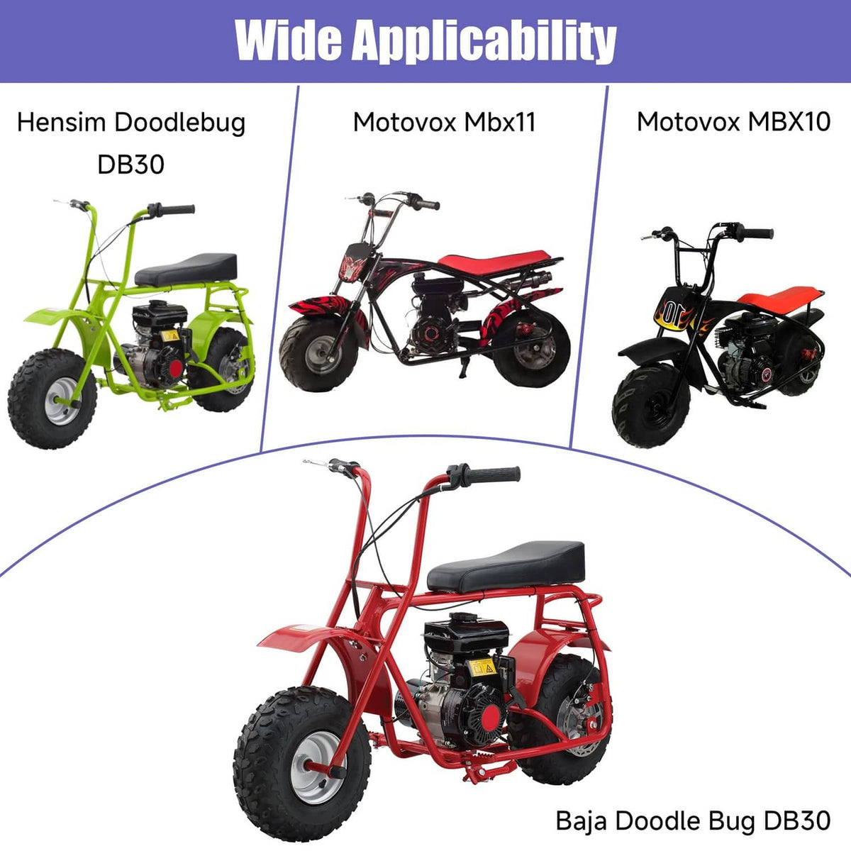 Mini bike chain tensioner shown for use on small motor bikes