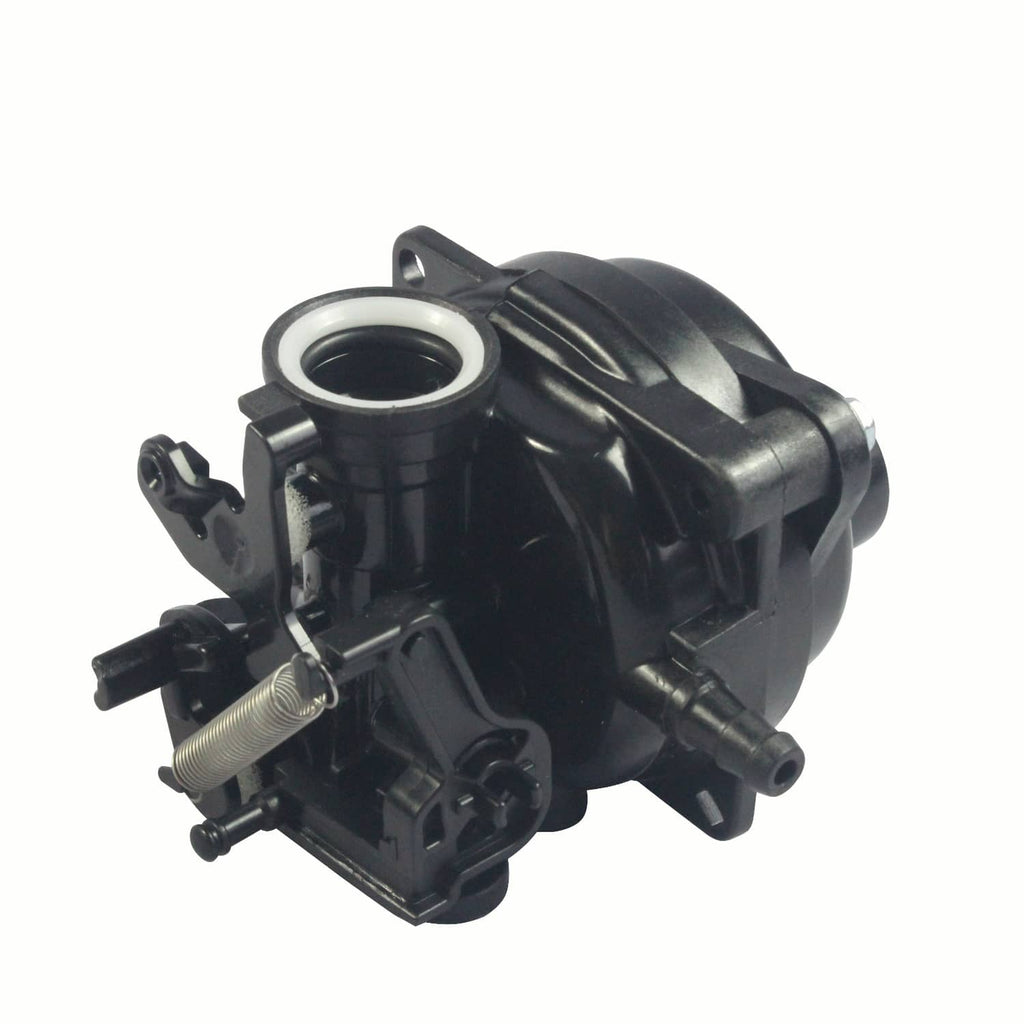 Black carburetor with round air inlet and spring mechanism on side