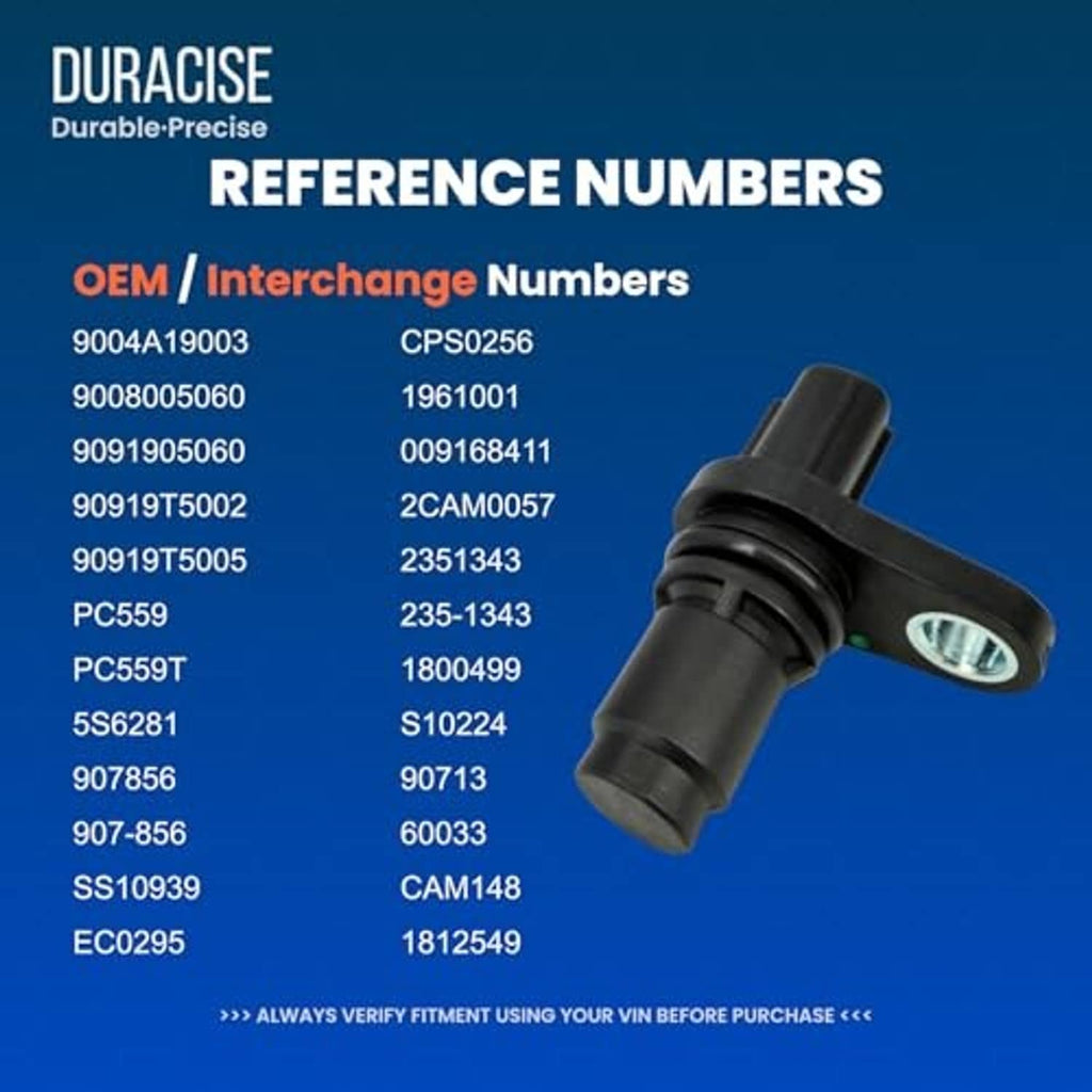 Camshaft position sensor with side circular window on graphic alongside reference numbers