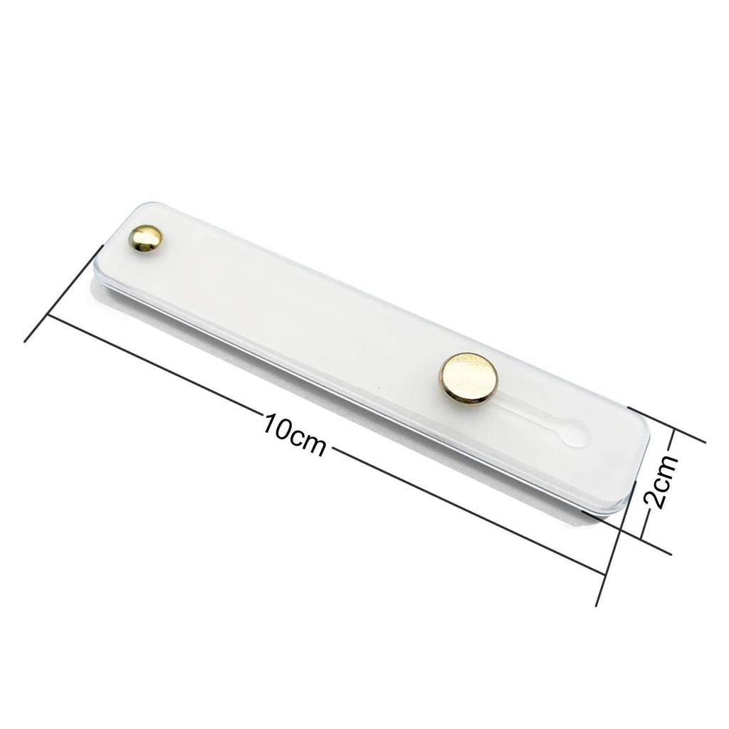 White universal phone strap holder set, size marked 10cm x 7cm
