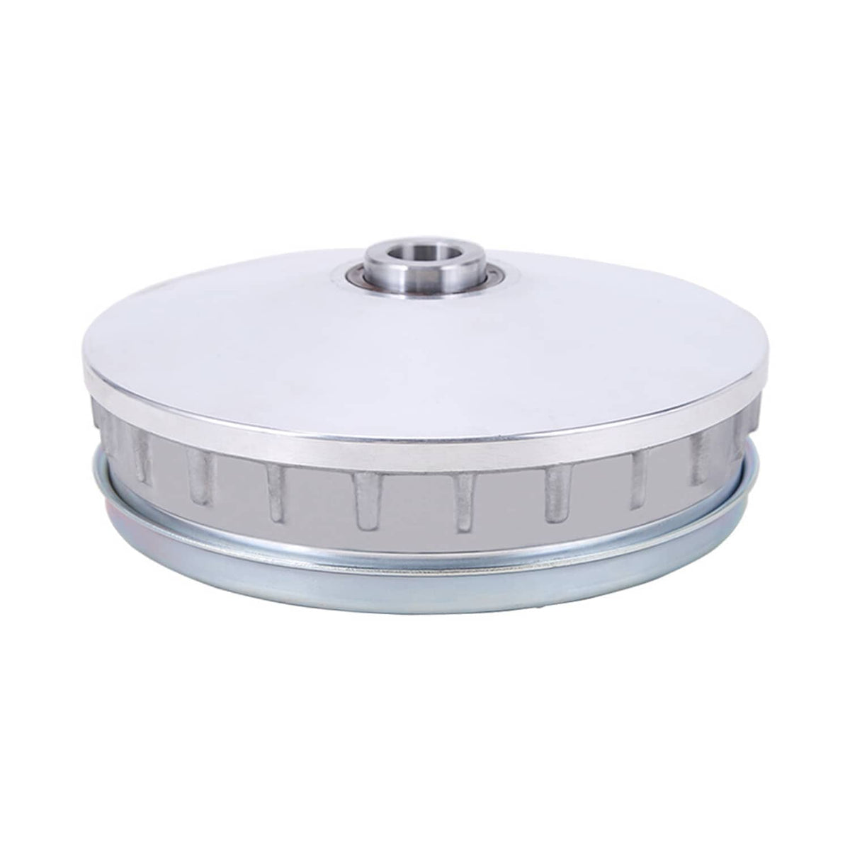 Metal sliding sheave pulley with central bearing opening