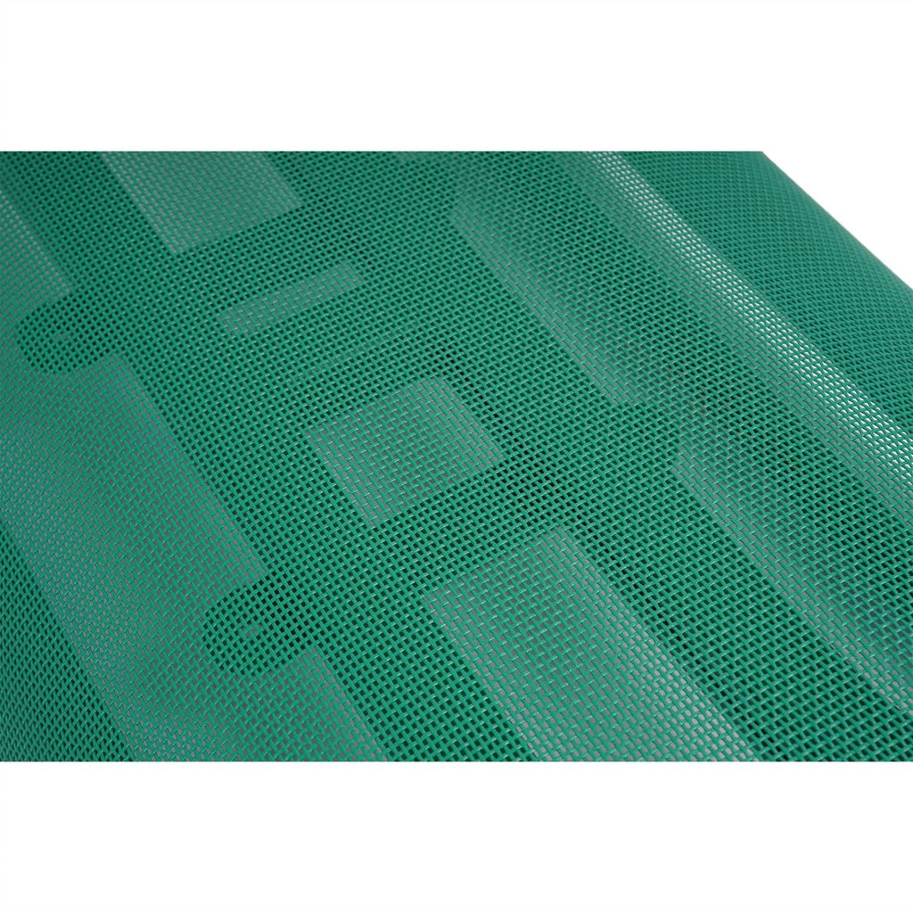 Close-up of green mesh fabric used on a cylindrical boat seat