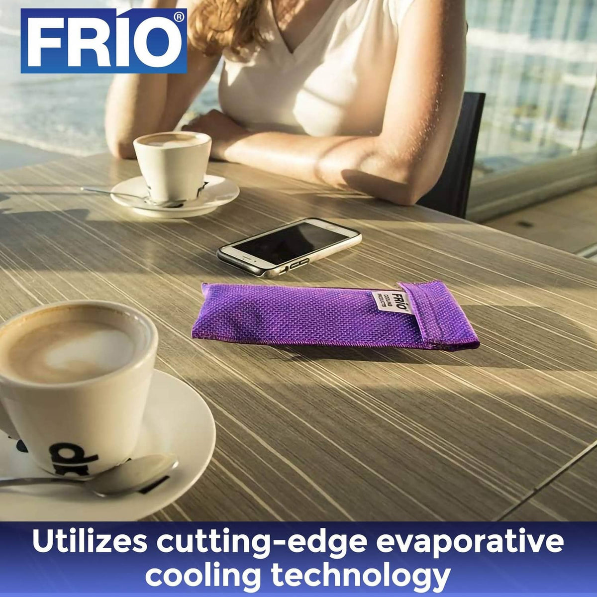 Purple FRIO cooling wallet pouch with label and black inner sleeve